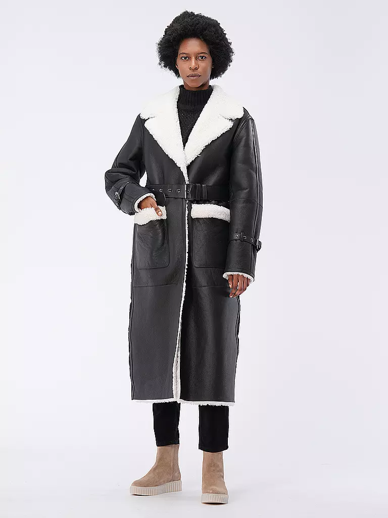 MACKAGE | Shearling Mantel SABREEN | schwarz