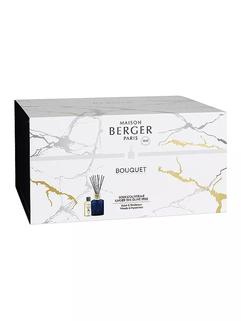 MAISON BERGER PARIS | Raumduft Diffuser Alpha Kaiserblau + 200 ml Unter dem Olivenbaum | blau