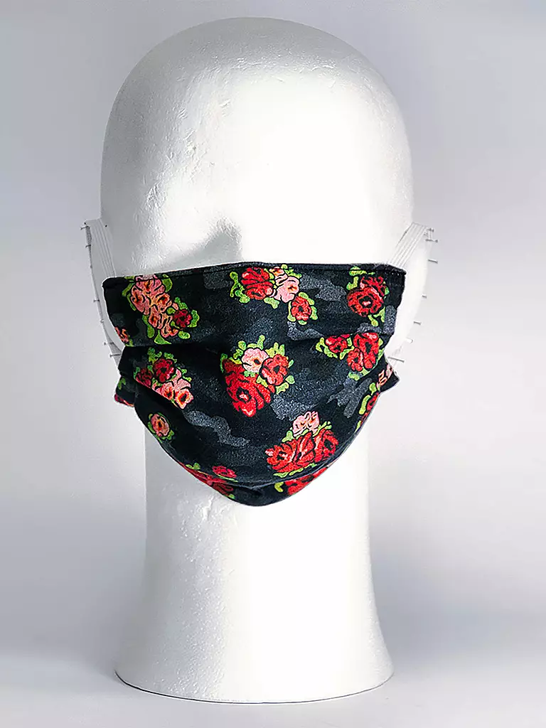 MANUEL ESSL DESIGN | Mund-Nasen-Maske " Roses Black " | schwarz