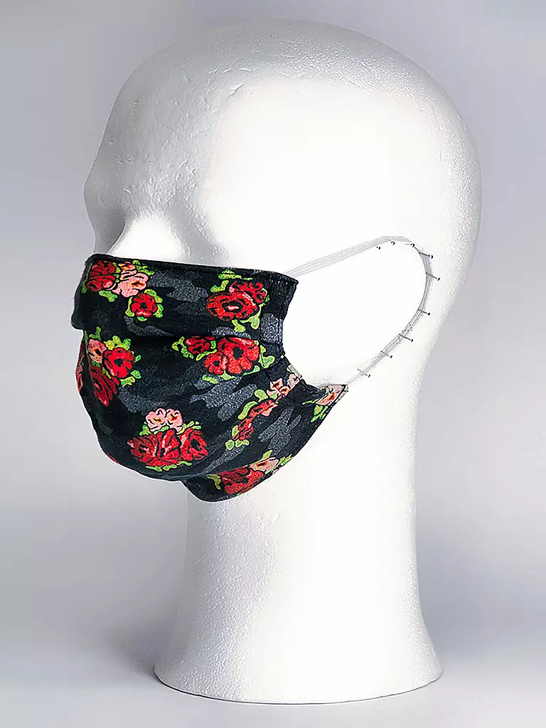 MANUEL ESSL DESIGN | Mund-Nasen-Maske " Roses Black " | schwarz
