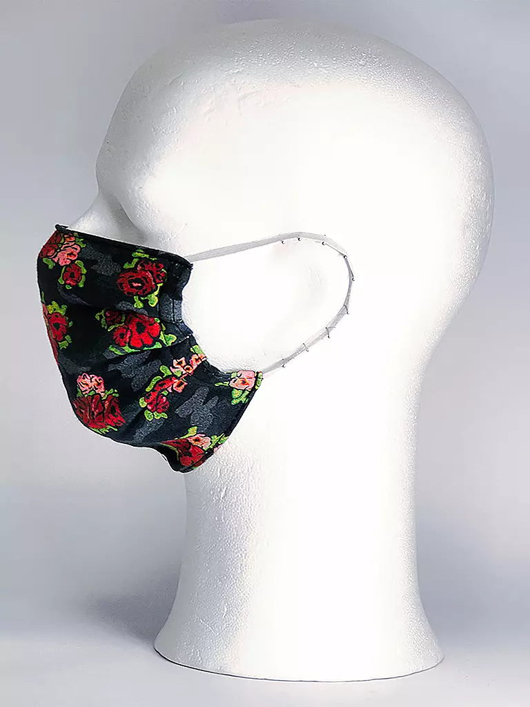 MANUEL ESSL DESIGN | Mund-Nasen-Maske " Roses Black " | schwarz