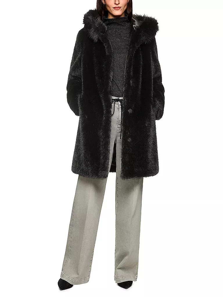 MARC CAIN  | Mantel in Felloptik | schwarz