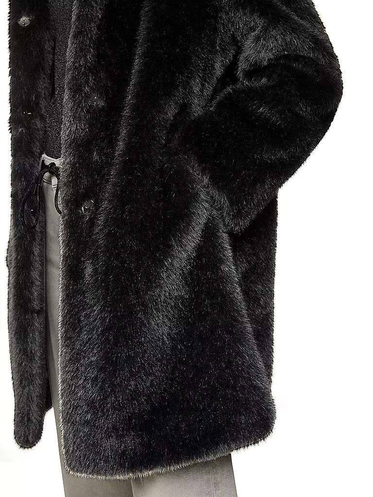 MARC CAIN  | Mantel in Felloptik | schwarz