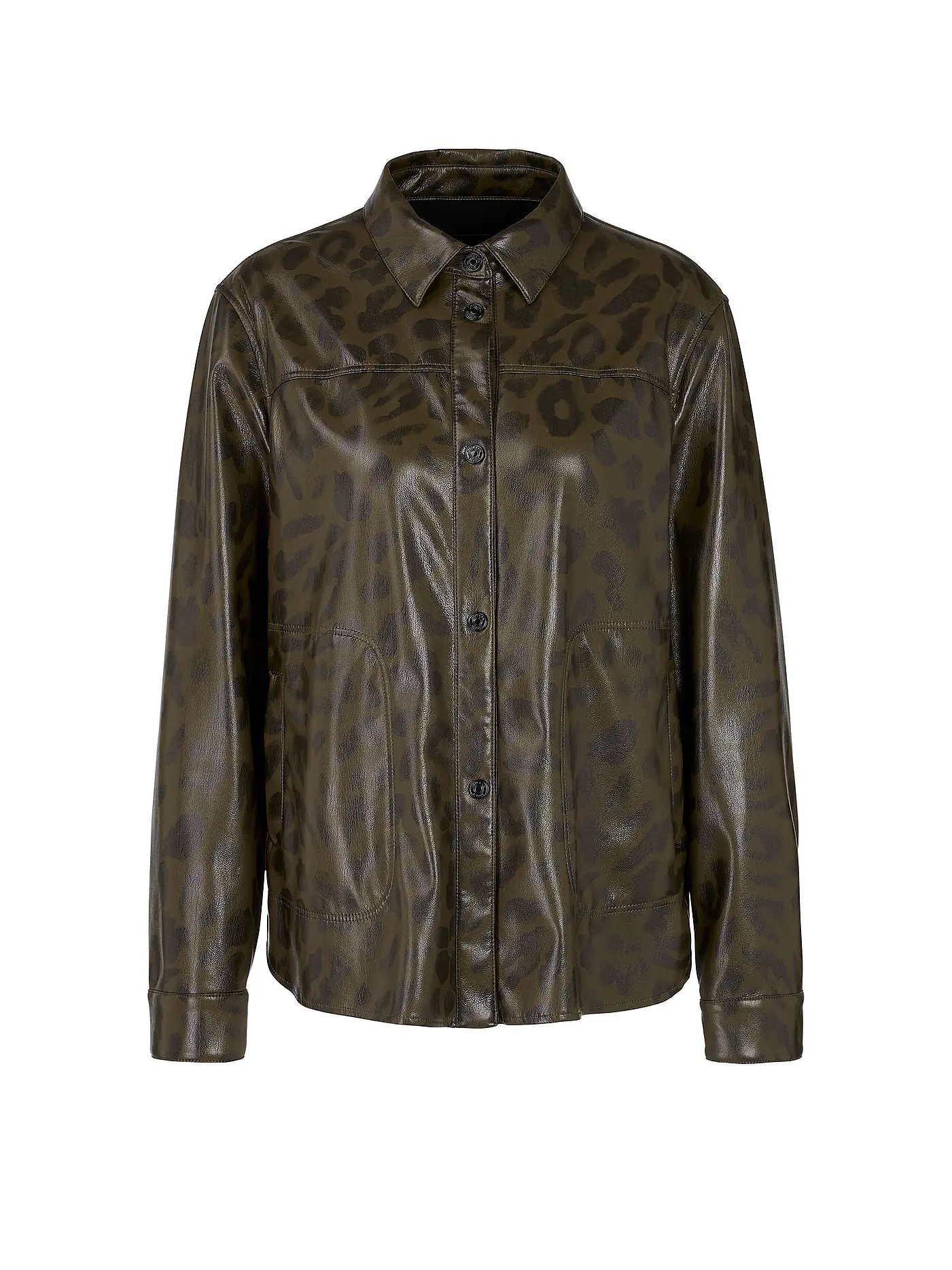 MARC CAIN | Bluse in Lederoptik | olive