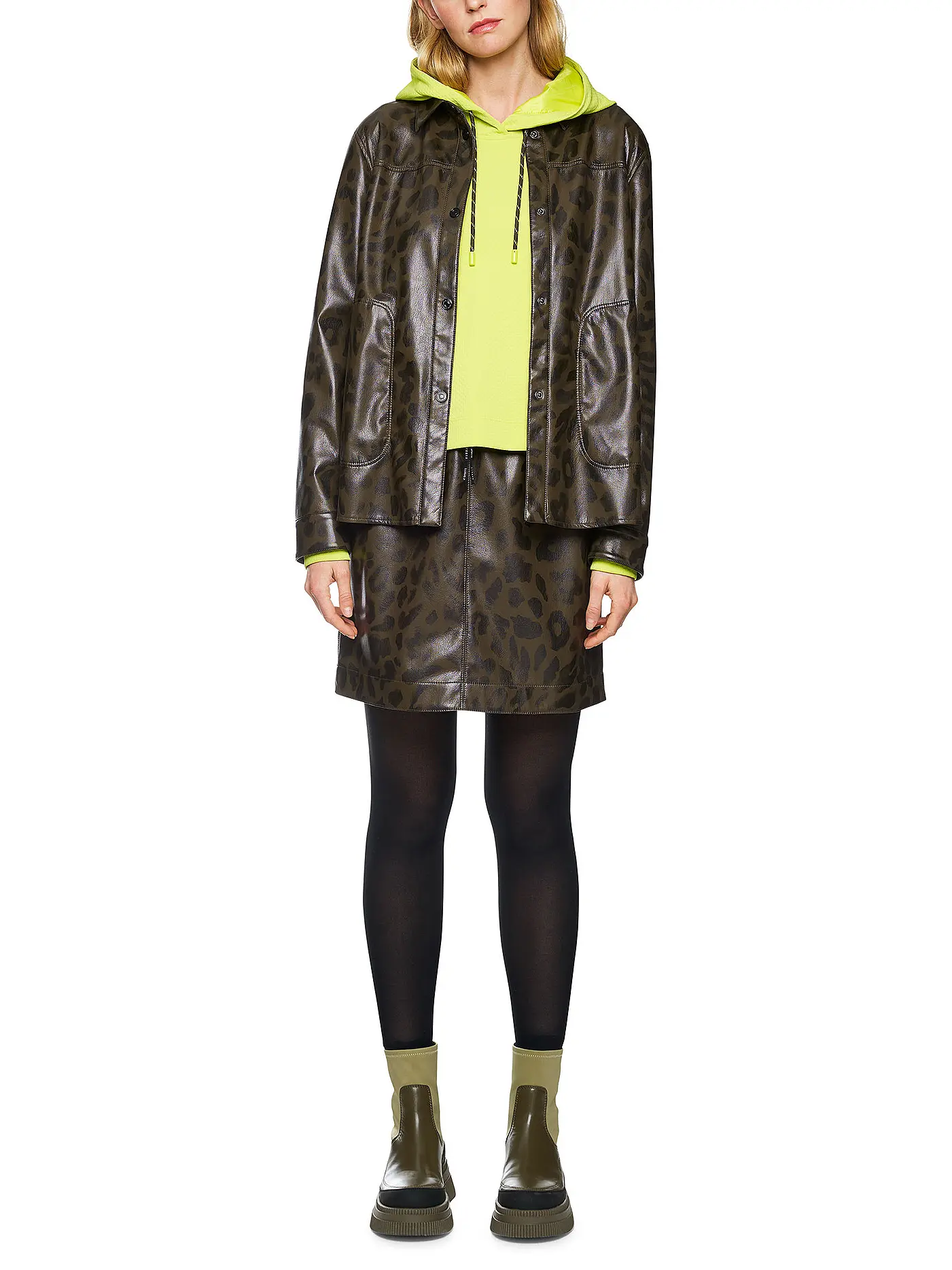 MARC CAIN | Bluse in Lederoptik | olive