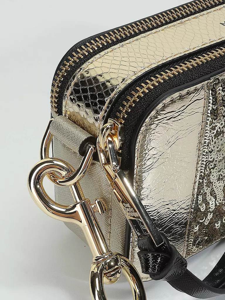 MARC JACOBS | Ledertasche  - Minibag The Snapshot Metallic Striped | gold