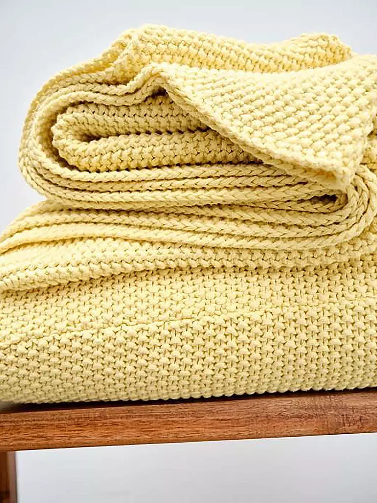 MARC O'POLO HOME | Plaid 130x170cm Nordic Knit Pale Yellow | gelb