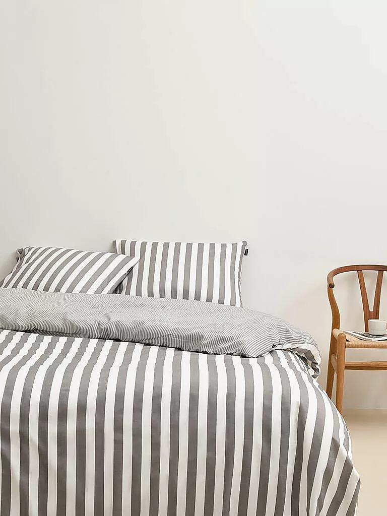 MARC O'POLO HOME | Satin-Bettwäsche "Classic Stripe" 70x90cm/140x200cm  | grau