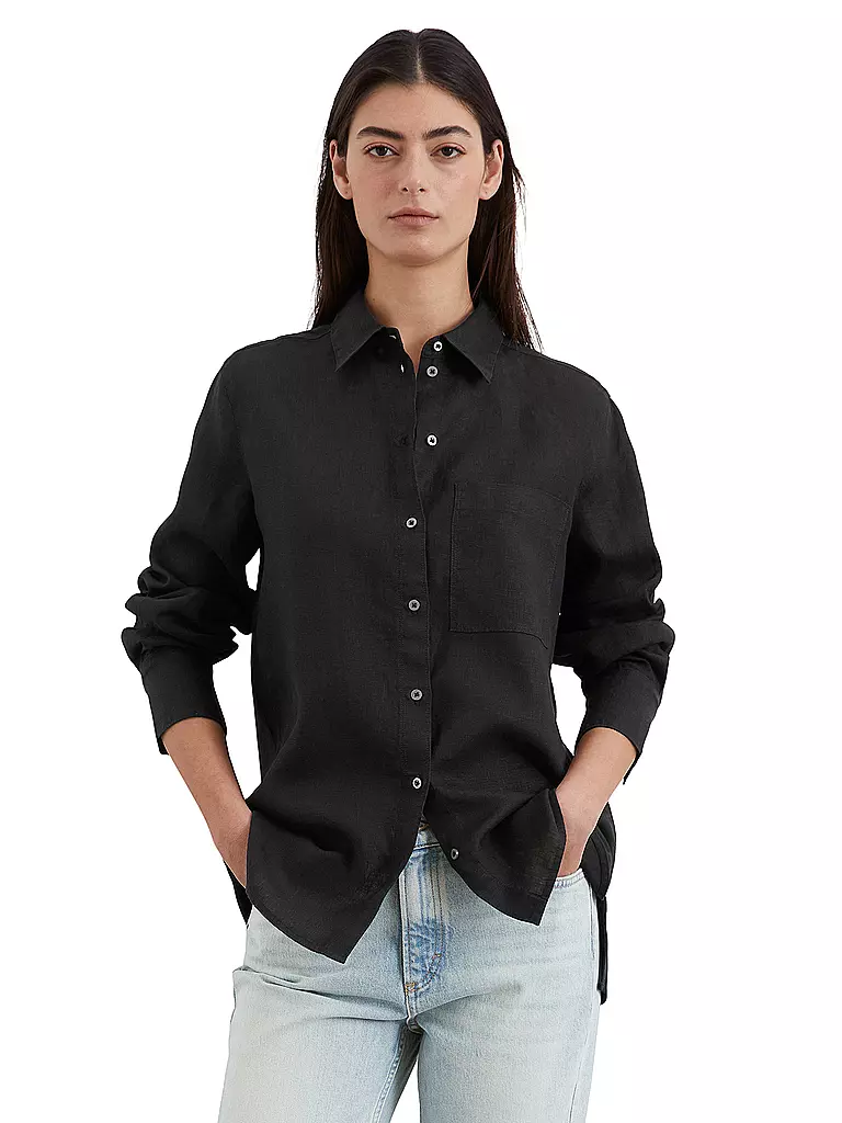 MARC O'POLO | Leinenbluse  | schwarz