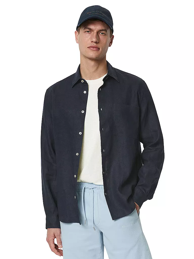MARC O'POLO | Leinenhemd Regular Fit  | dunkelblau