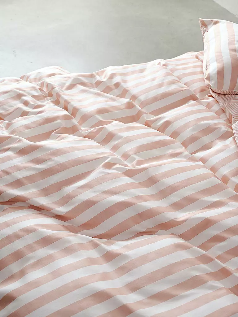 MARC O'POLO HOME | Satin Bettwäsche CLASSIC STRIPE 70x90cm/140x200cm Rose Smoke | hellgrau