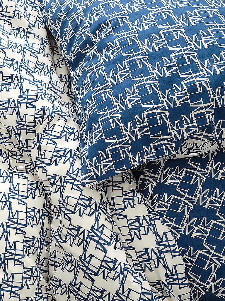 MARC O'POLO HOME | Satin Bettwäsche MONOGRAM 70x90cm / 140x200cm Space Blue | 