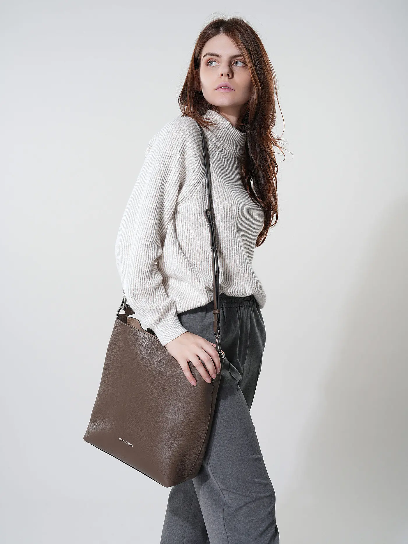 MARC O'POLO | Ledertasche - Hobo Bag Medium | braun