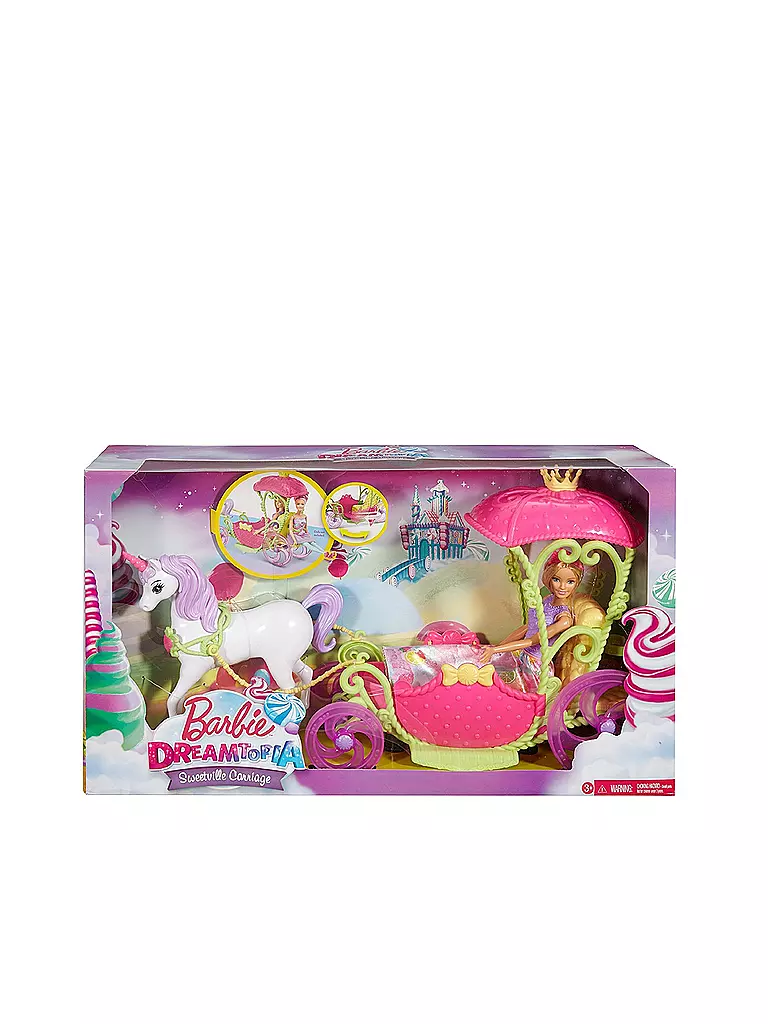 MATTEL | Barbie - Bonbon Prinzessin - Einhorn und Kutsche  | transparent