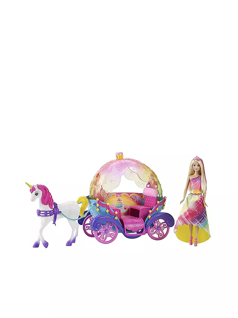 MATTEL | Barbie - Regenbogen Prinzessin, Einhorn und Kutsche  | transparent