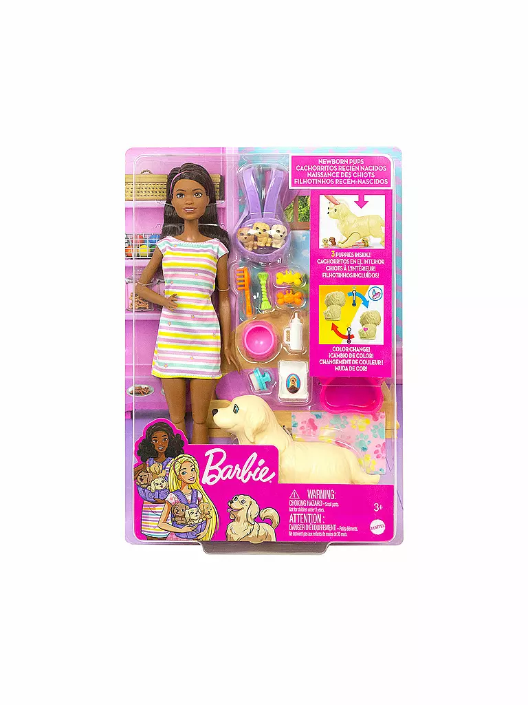 MATTEL | Barbie Puppe (brünett) mit Hund und Welpen | keine Farbe