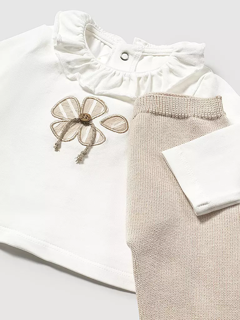 MAYORAL | Baby Set 3-teilig Langarmshirt, Strickjacke und Leggings | beige