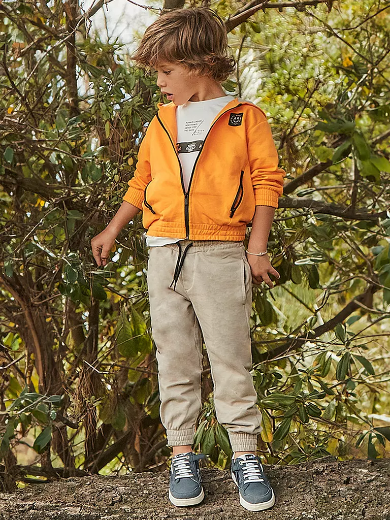 MAYORAL | Jungen Jogger-Set 3-teilig T-Shirt, Sweatjacke und Jogginghose | orange