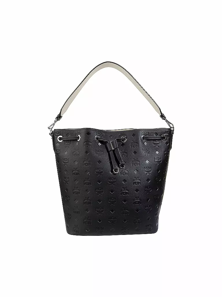 MCM | Ledertasche - Bucket Bag Essential Monogrammed | schwarz