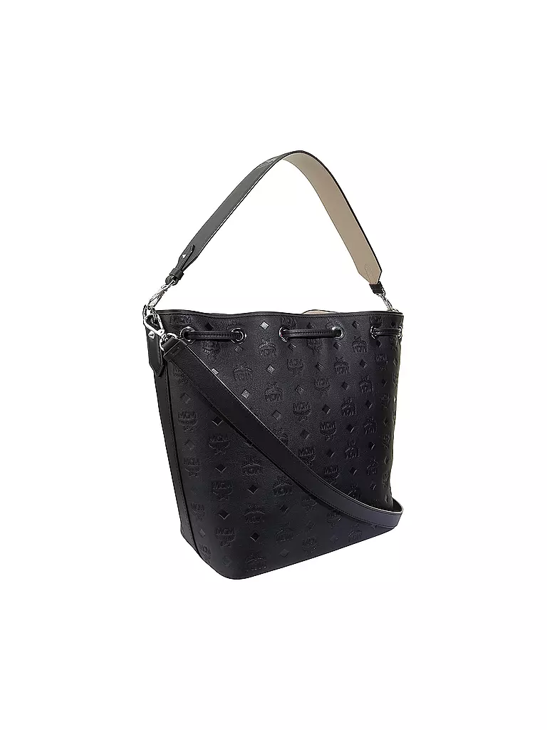 MCM | Ledertasche - Bucket Bag Essential Monogrammed | schwarz