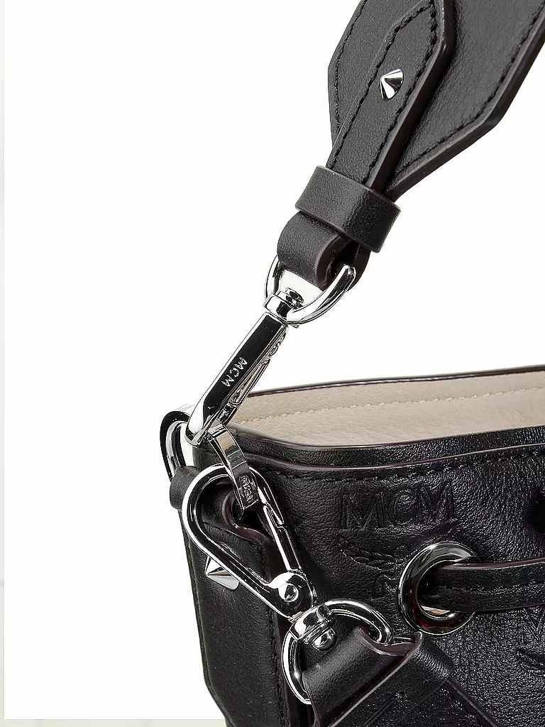 MCM | Ledertasche - Bucket Bag Essential Monogrammed | schwarz