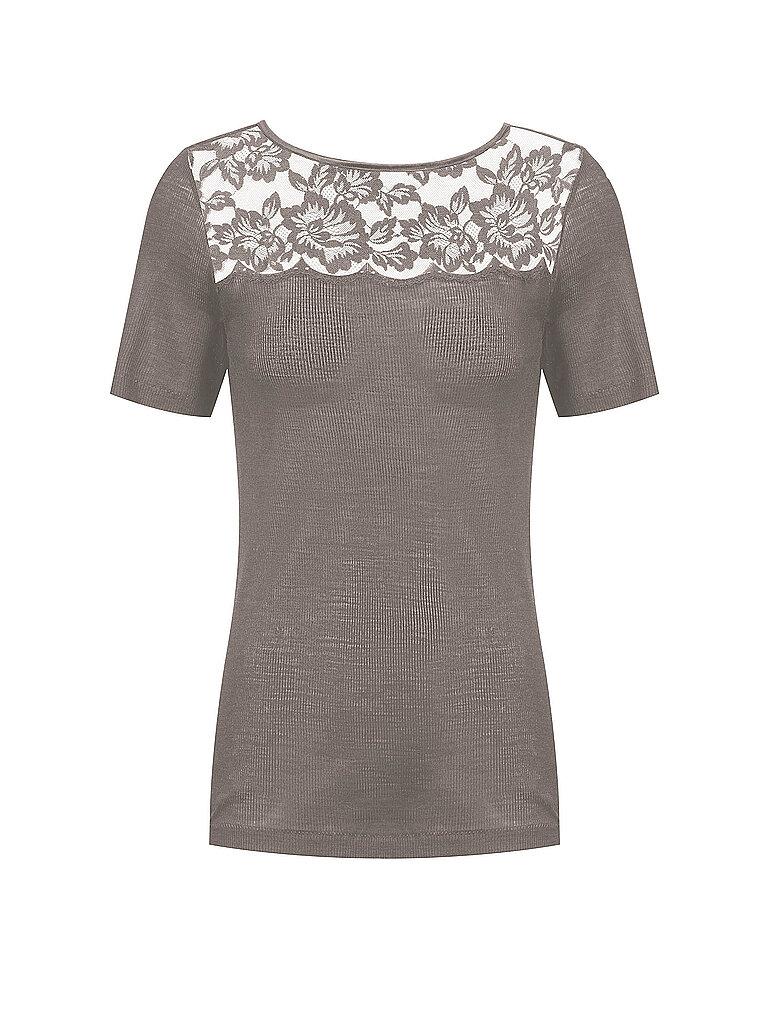 MEY T-Shirt WOOL LOVE deep taupe hellbraun | S/M
