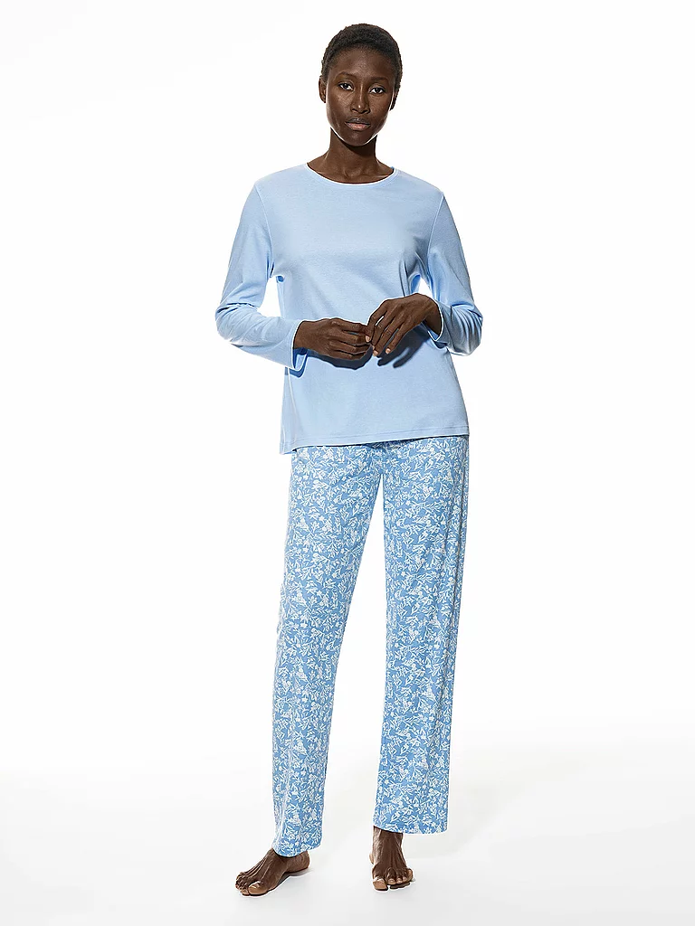 MEY Pijama de seda azul azul claro | 44