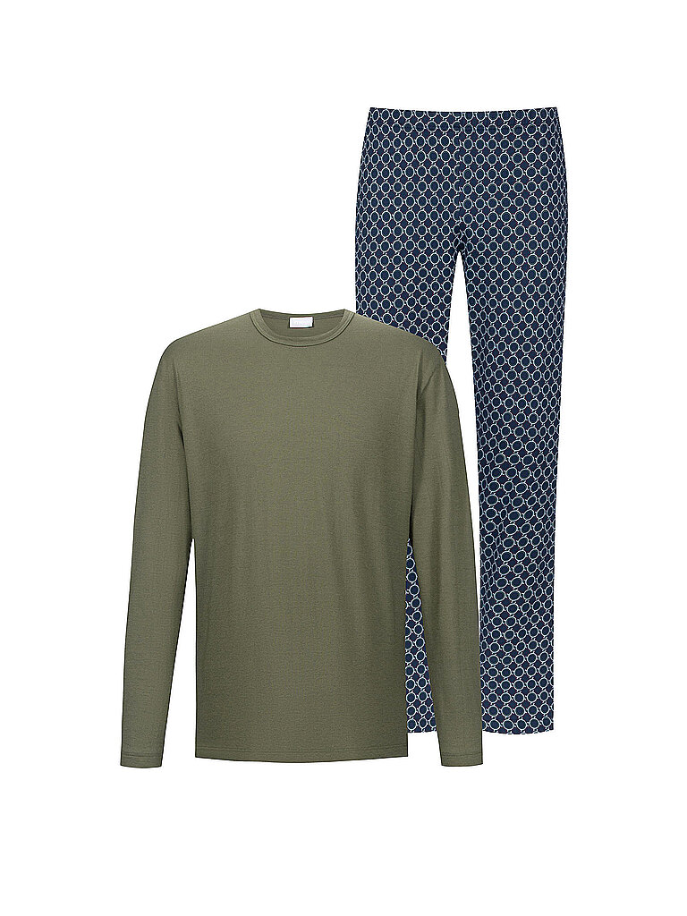 MEY Pyjama SLEEK CIRCLES black forest green olive | M