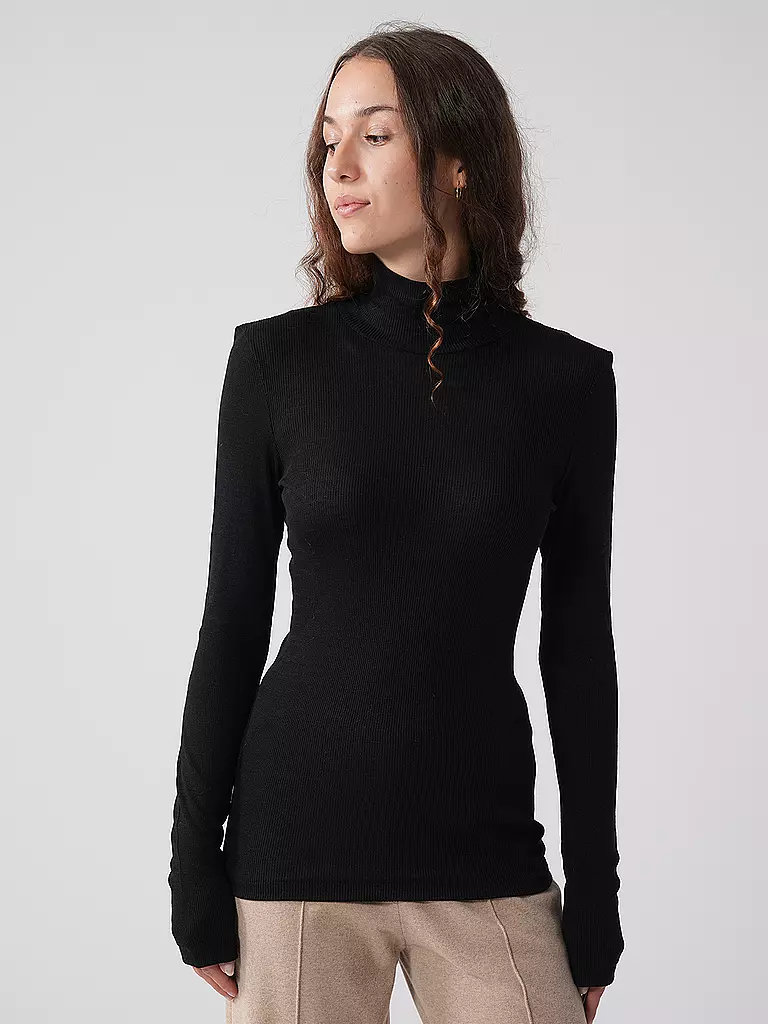 MEY | Langarmshirt WOOL LOVE schwarz | schwarz