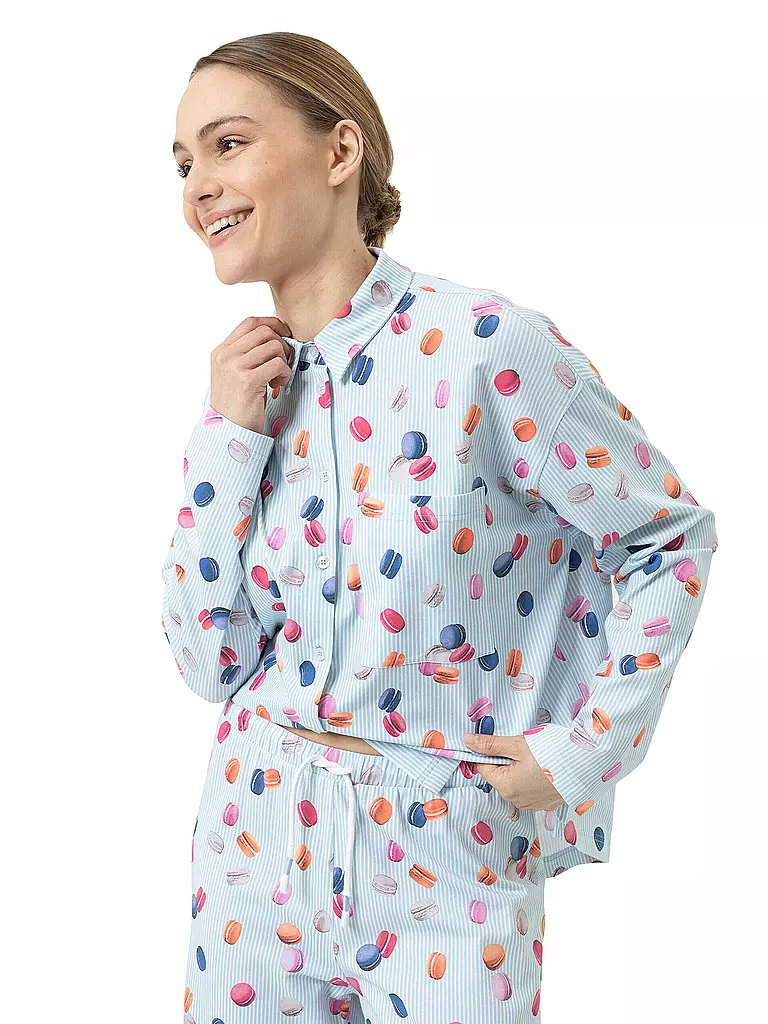 MEY | Pyjama FLYING MACARONS | hellblau