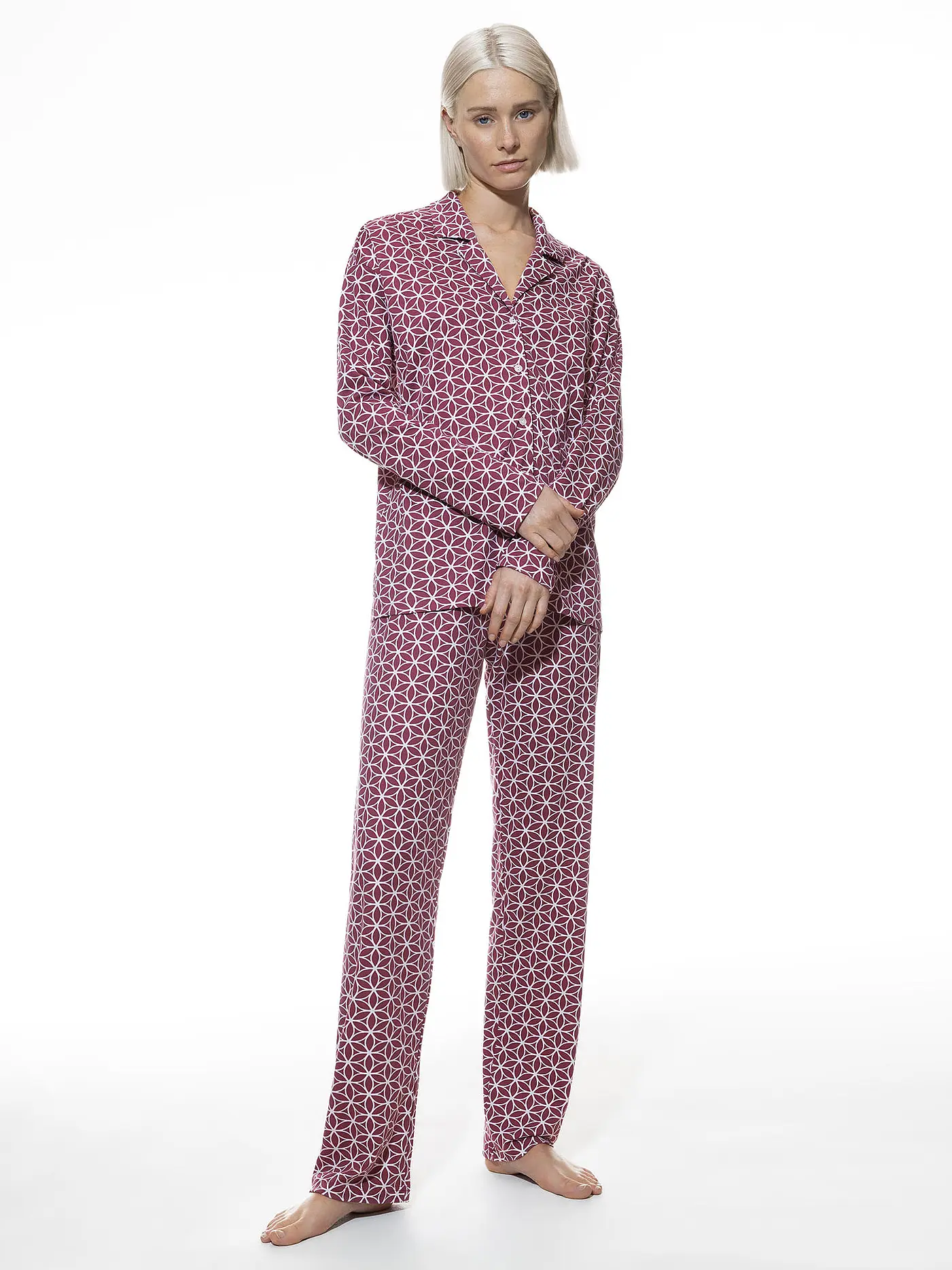 MEY | Pyjama MOSAIC  | dunkelrot