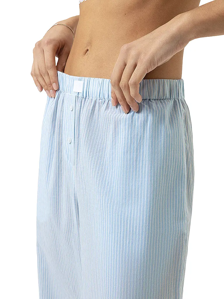 MEY | Pyjamahose COTTON STRIPES | hellblau
