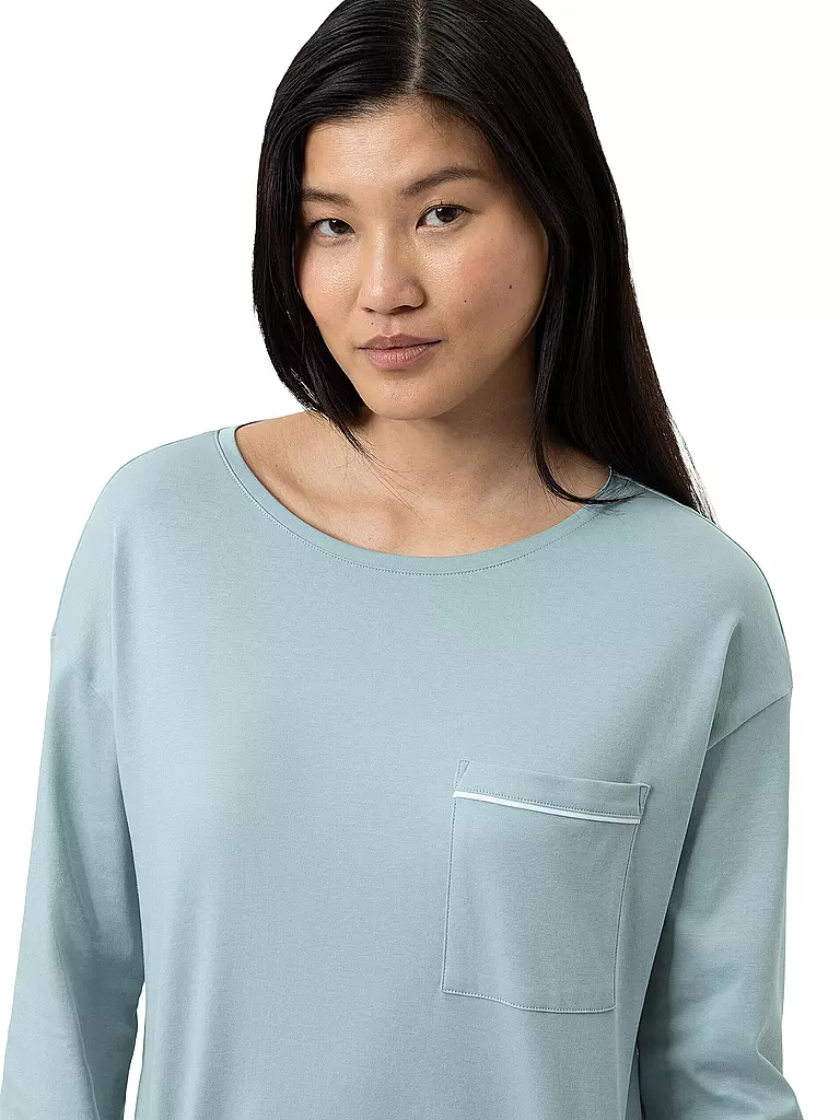 MEY | Pyjamashirt CLASSY NIGHTS waterscape | hellblau