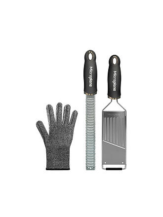 MICROPLANE | Reibenset Gourmet mit Schutzhandschuh 3-tlg. Schwarz