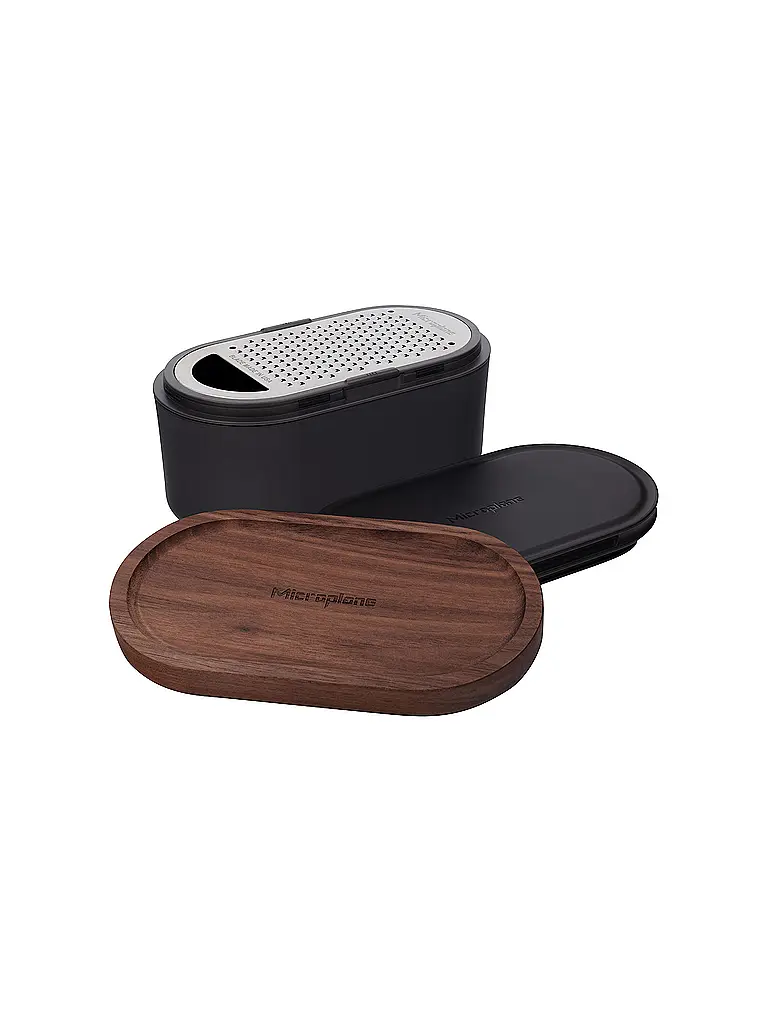 MICROPLANE | Handreibe mit Auffangbehälter Anthrazit / Walnuss | Grau