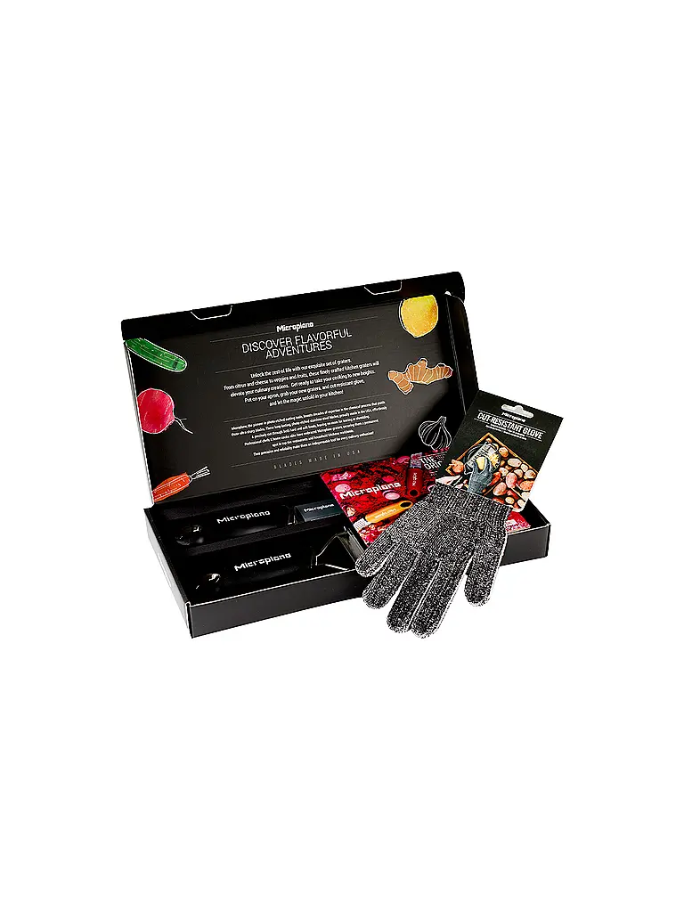 MICROPLANE | Reibenset Gourmet mit Schutzhandschuh 3-tlg. Schwarz | 