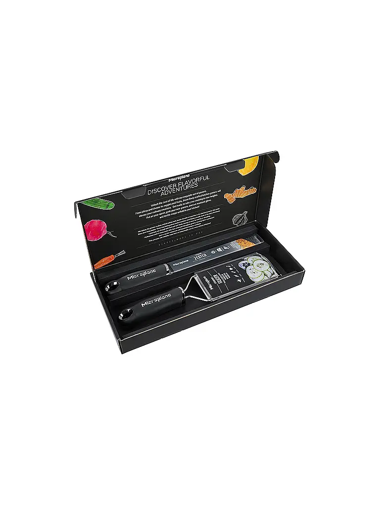 MICROPLANE | Reibenset Gourmet mit Schutzhandschuh 3-tlg. Schwarz | 