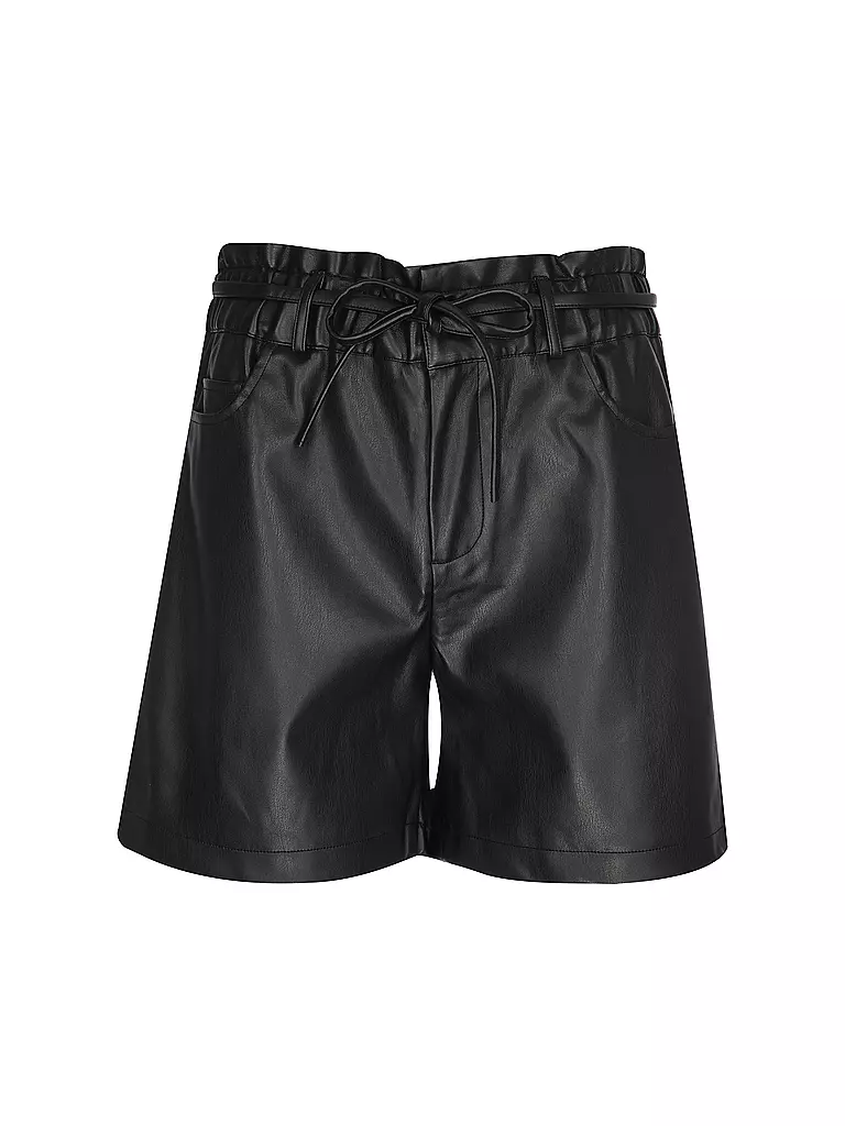 MONARI | Bermuda in Leder Optik  | schwarz