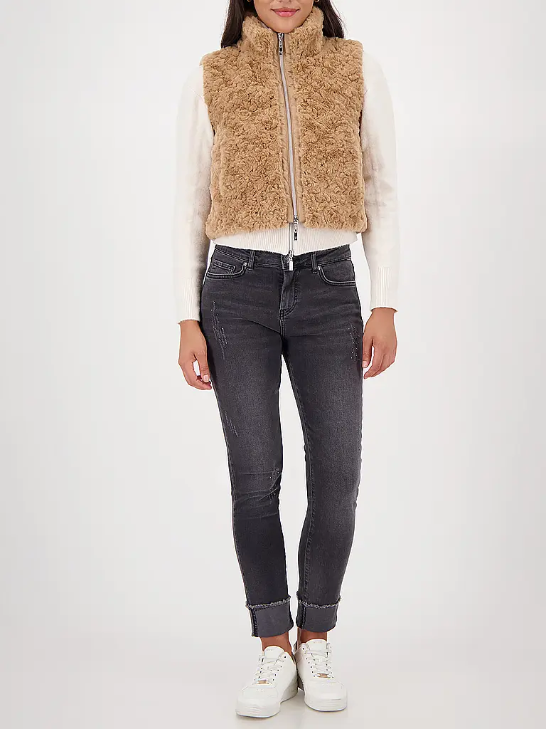 MONARI | Gilet in Felloptik  | hellbraun