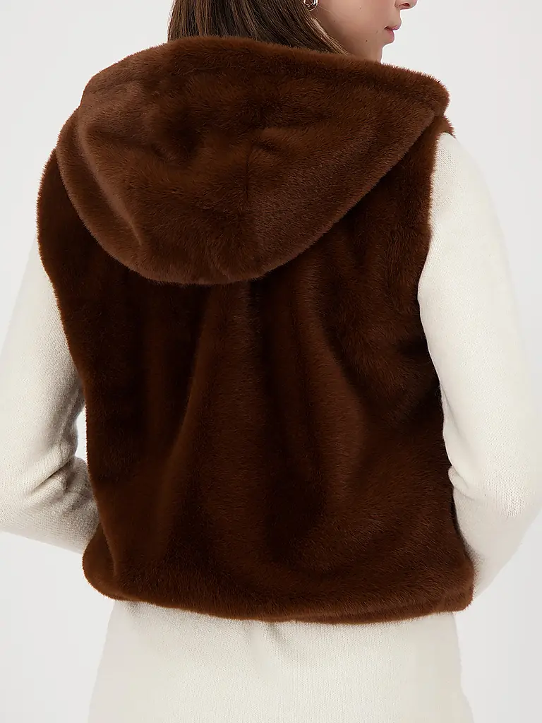 MONARI | Gilet in Felloptik  | braun