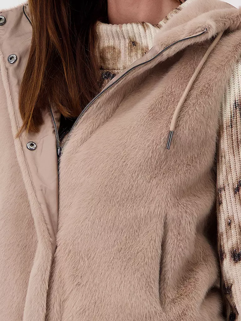 MONARI | Gilet in Felloptik  | hellbraun