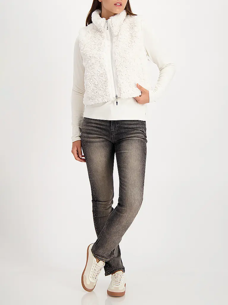 MONARI | Gilet in Felloptik | creme