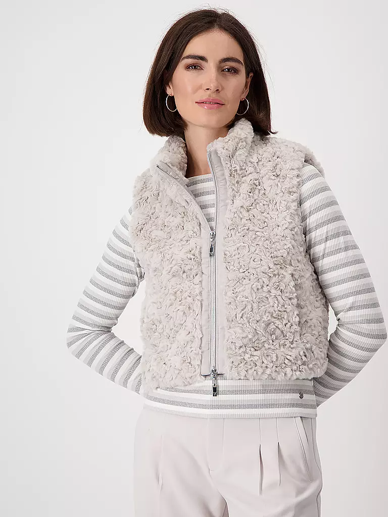 MONARI | Gilet in Felloptik | creme