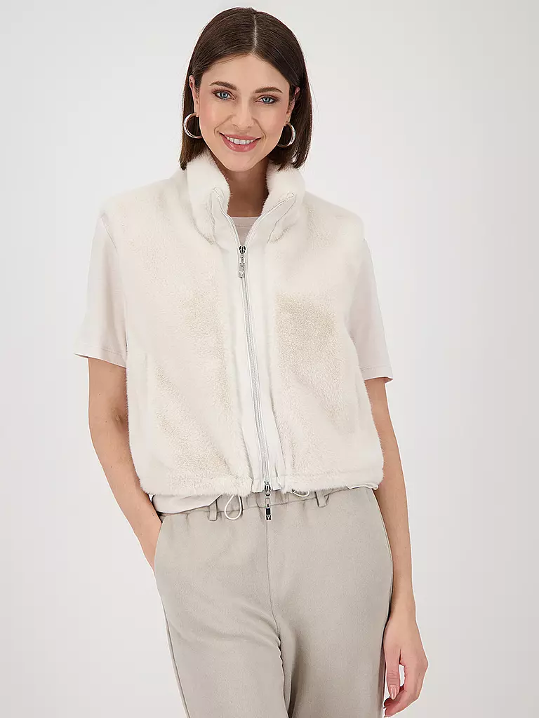 MONARI | Gilet in Felloptik | creme