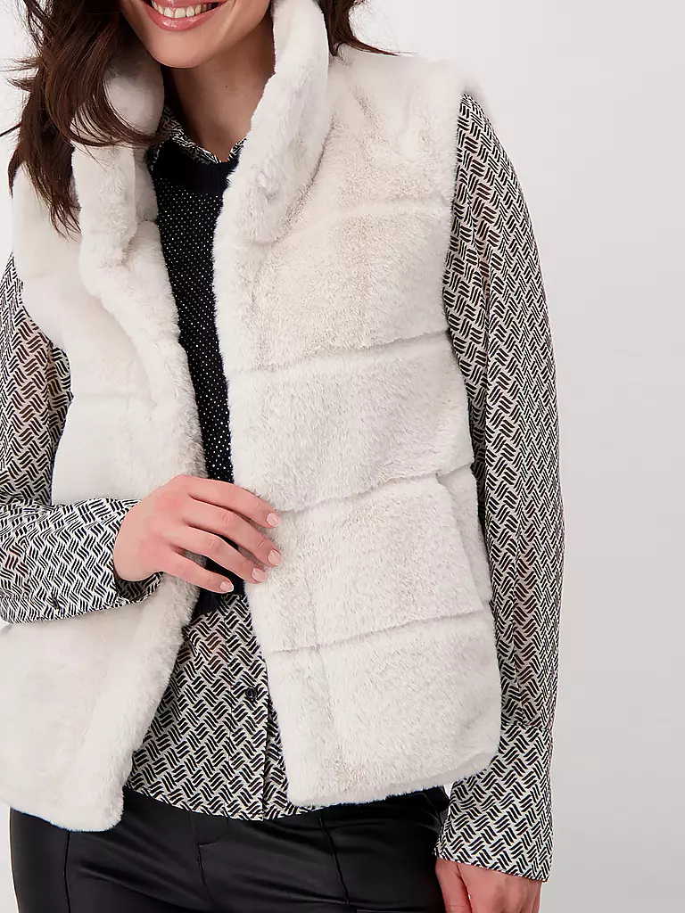 MONARI | Gilet in Felloptik | creme