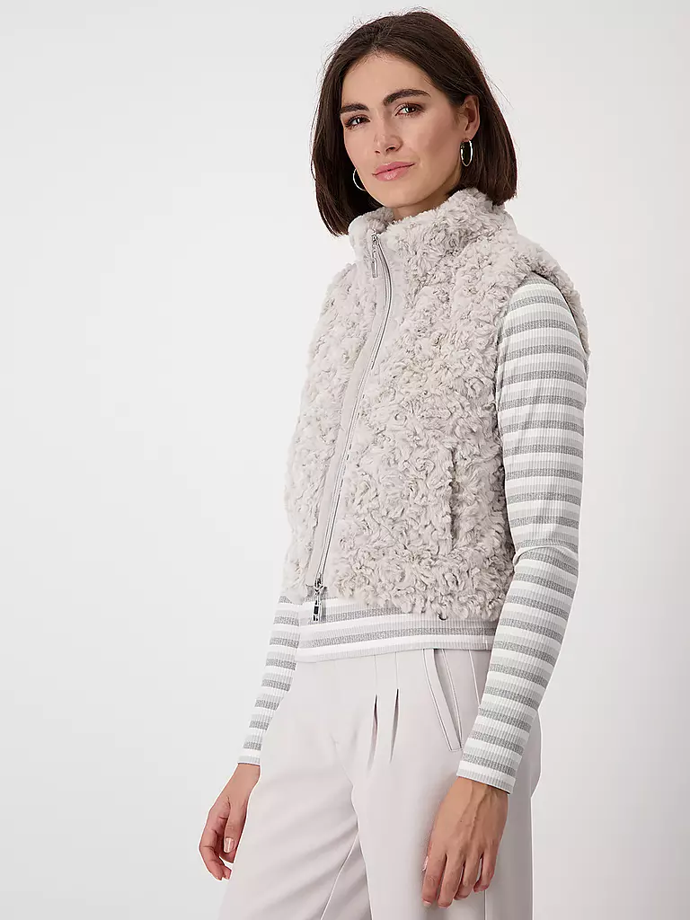 MONARI | Gilet in Felloptik | creme