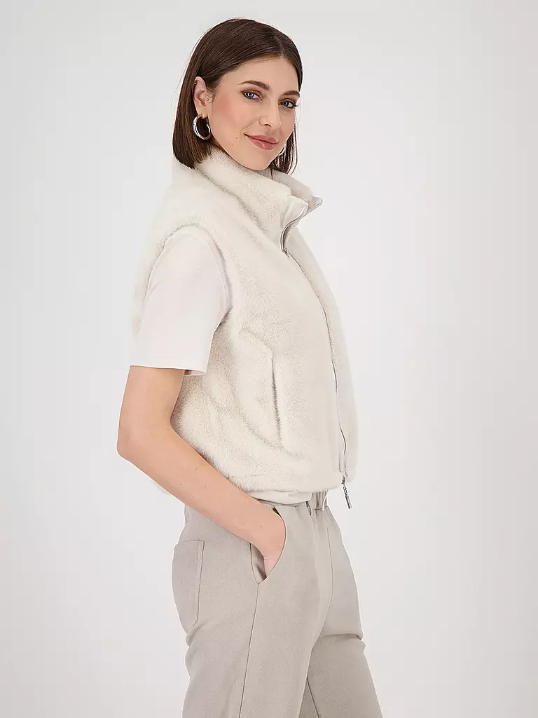 MONARI | Gilet in Felloptik | creme