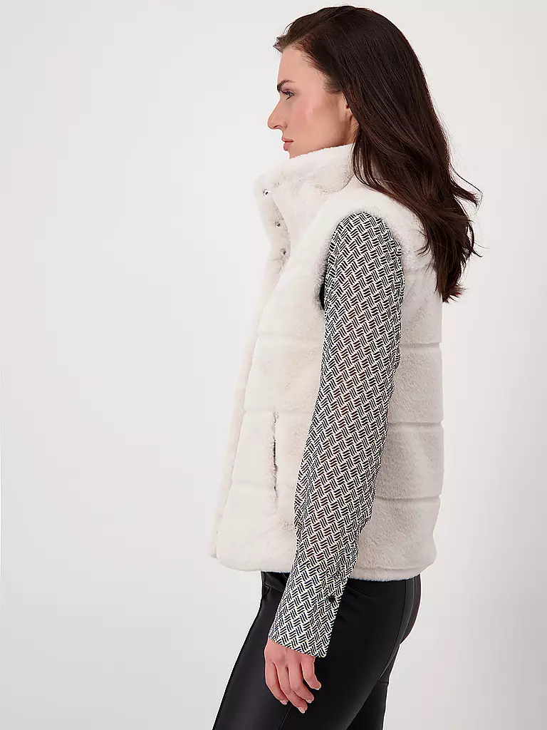 MONARI | Gilet in Felloptik | creme