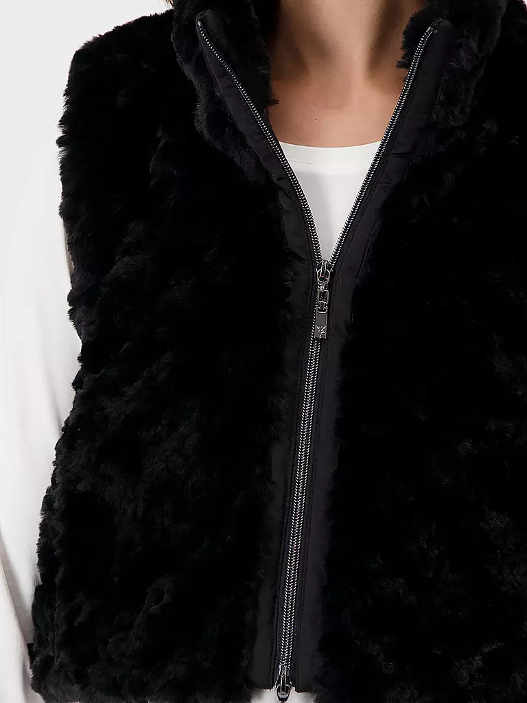 MONARI | Gilet in Felloptik | schwarz
