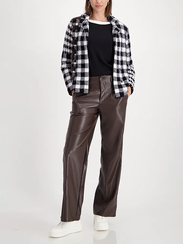 MONARI | Hose in Lederoptik Wide Leg | braun